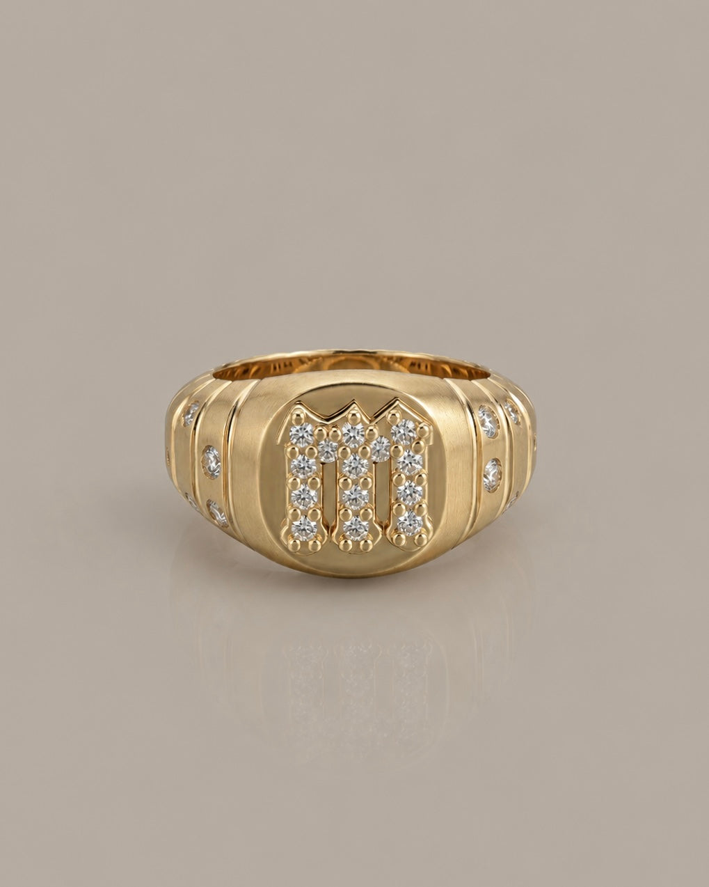 Diamond Initial Signet Ring