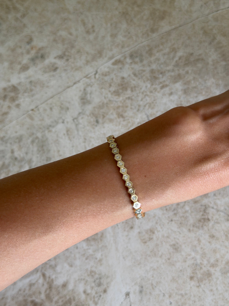 Diamond Octagonal Bezel Tennis Bracelet