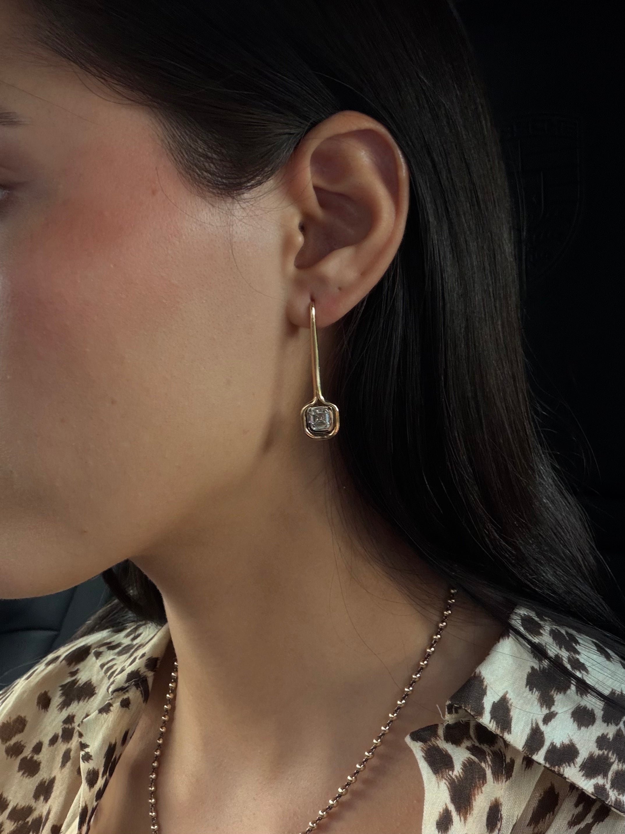 Asscher Diamond Drop Earrings