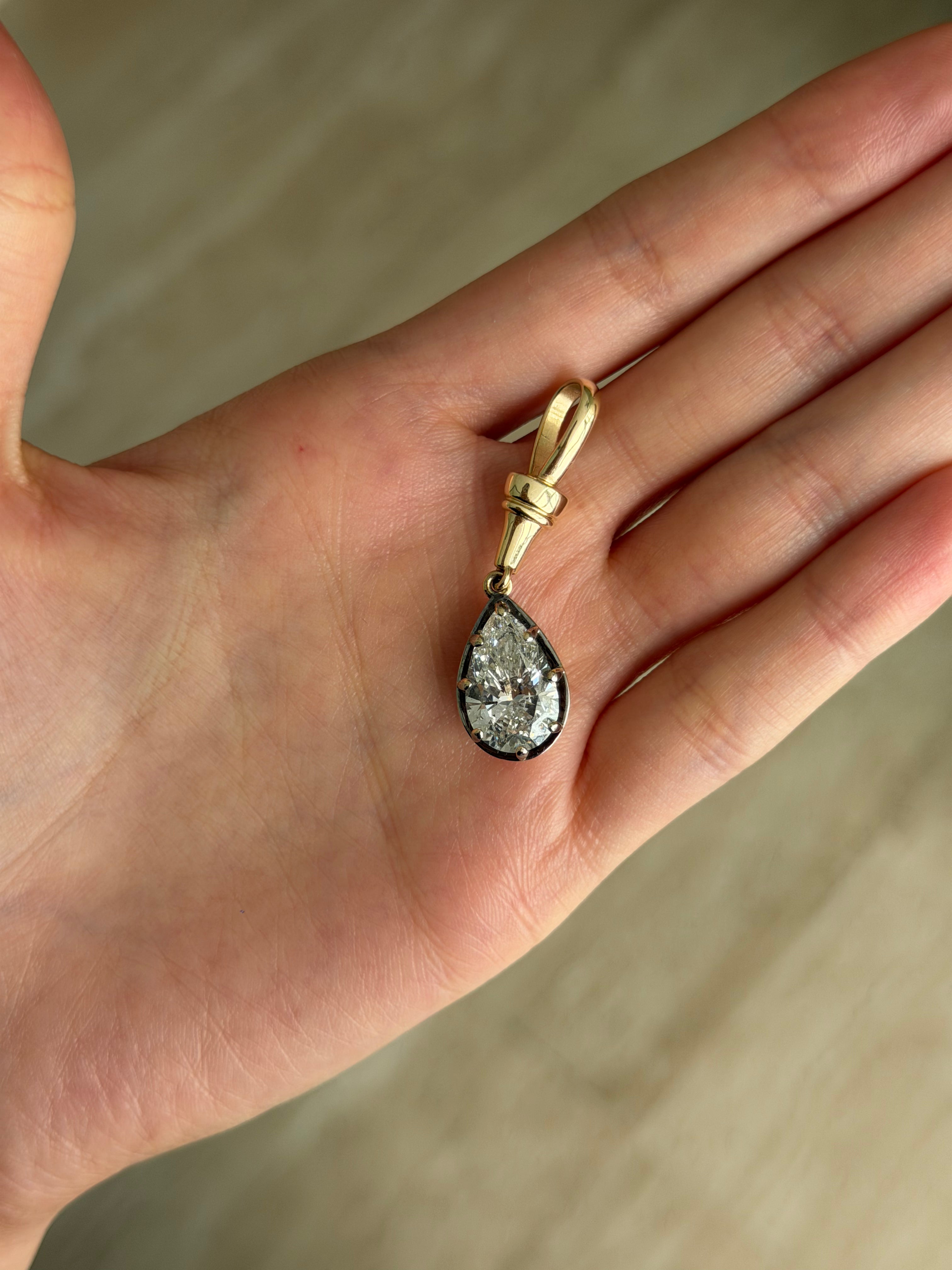 Pear Diamond Charm