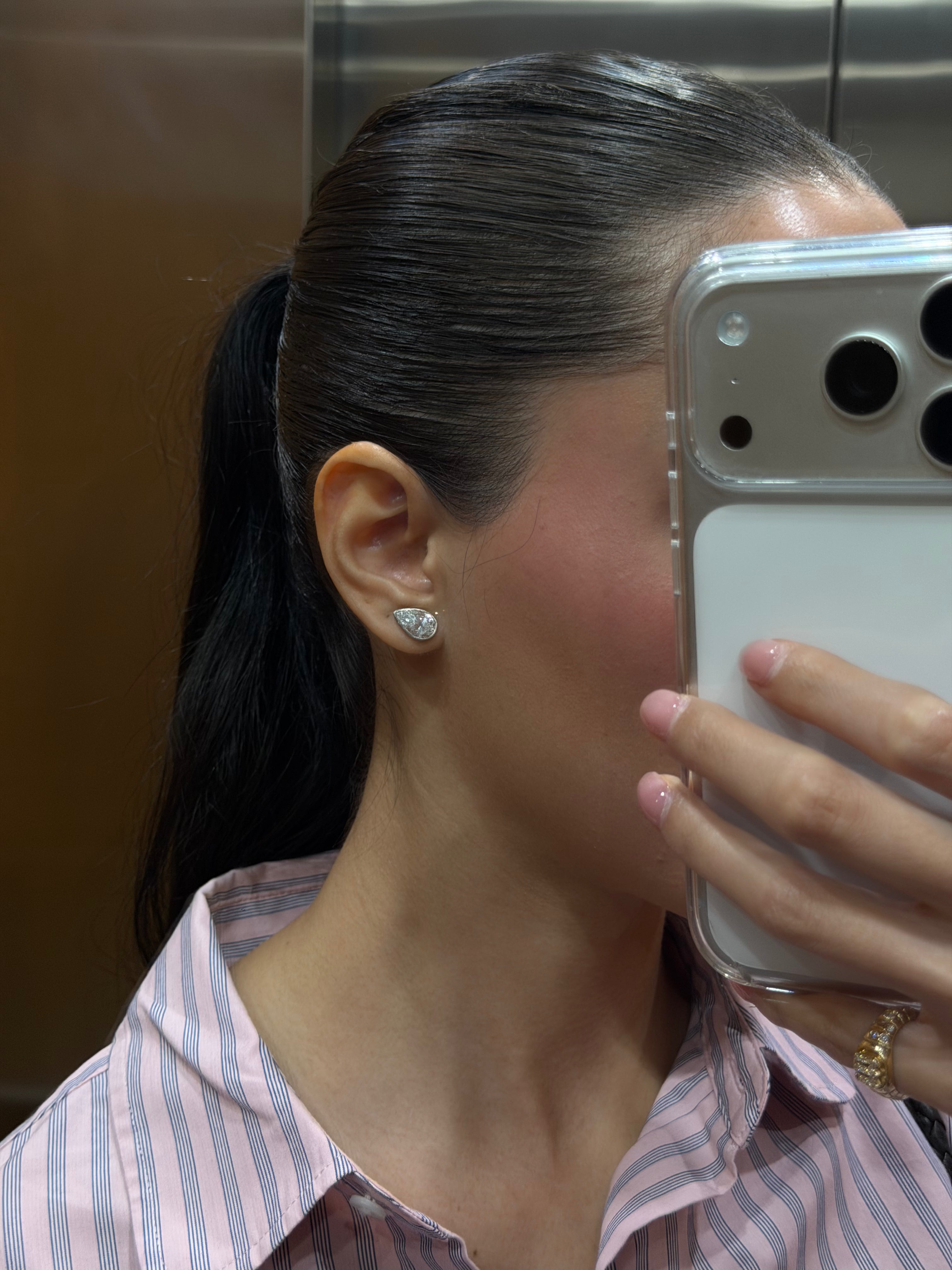 Pear Diamond Bezel Studs
