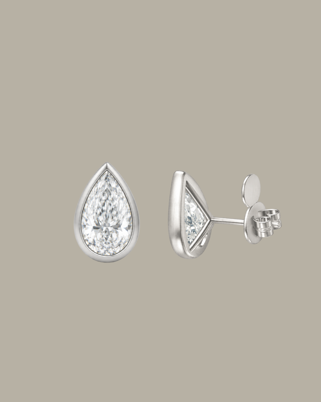 Pear Diamond Bezel Studs