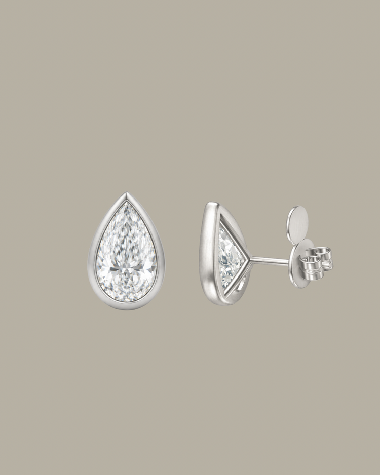 Pear Diamond Bezel Studs