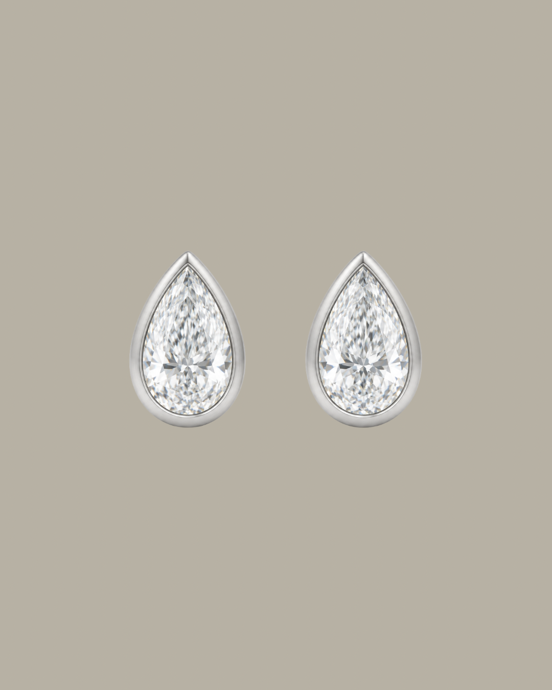 Pear Diamond Bezel Studs