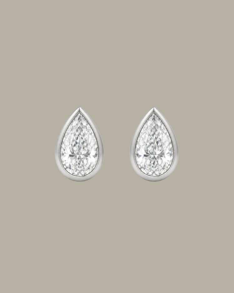 Pear Diamond Bezel Studs